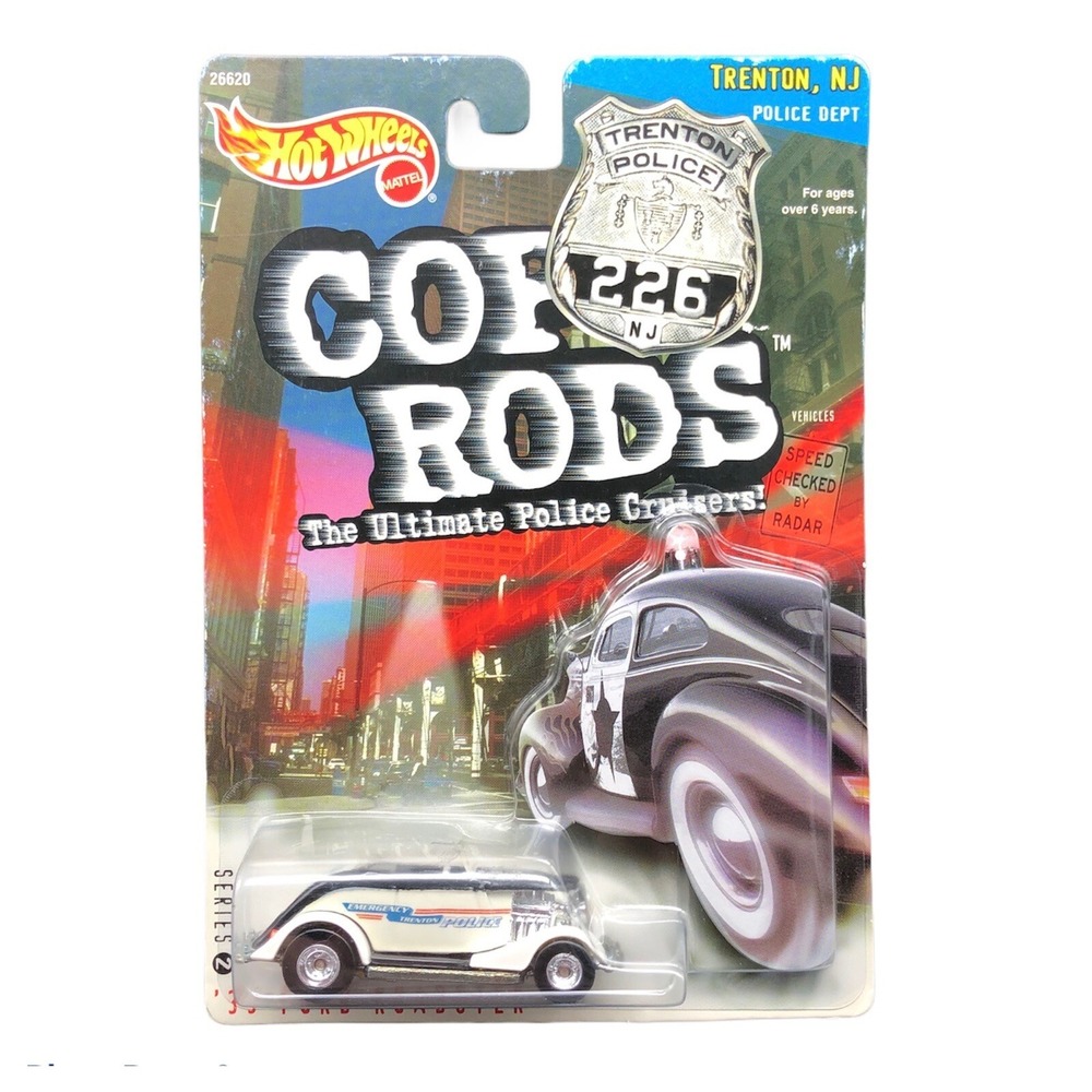 Hot Wheels 1933 33 Ford Roadster Convertible Cop Rods Trenton NJ Police Car 1/64